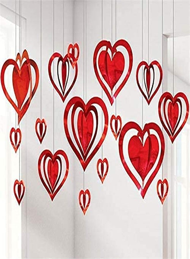PartyToko Valentine'S Day 16 Pc 3D Heart Hanging Swirl Decoration Kit For Marriage Proposal/Wedding&Valentines Day Decoration,Multicolor - Image 1